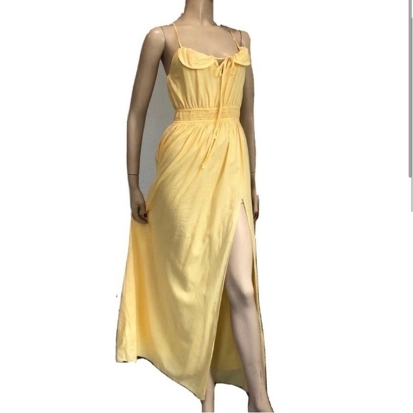 BCBGeneration maxi yellow sleeveless racerback dress size:XS - Picture 2 of 16
